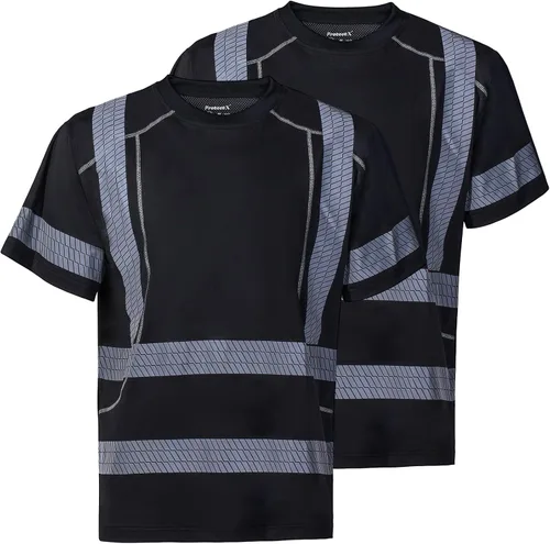 Miniatura 13 de ProtectX Camiseta de seguridad reflectante de manga corta de alta visibilidad, camisas de alta visibilidad transpirables resistentes para hombres