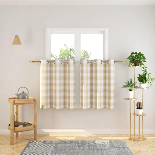 Miniatura 104 de Cortinas de 24 pulgadas de largo con diseño Buffalo Check Gingham Plaid para ventanas de cocina y baño, tratamiento para ventanas con 2 paneles