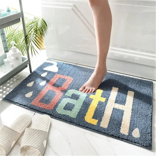 Miniatura 2 de Alfombras de baño antideslizantes, lavables, lindas alfombras de baño azul marino, microfibra extrasuave absorbente de agua, juego de ducha
