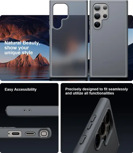 Miniatura 5 de Funda diseñada a prueba de golpes para Samsung Galaxy S24 Ultra, protección contra caídas de grado militar de 12 pies, parte trasera dura mate Gris