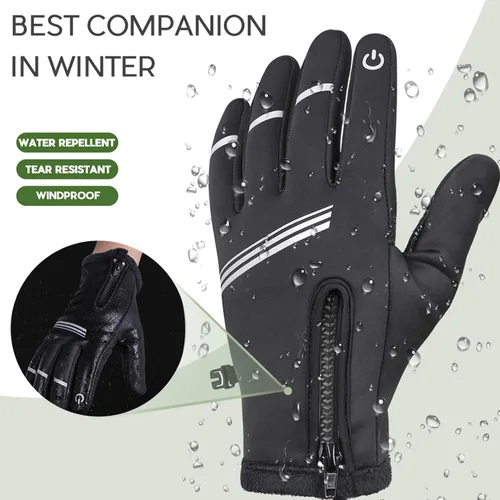Miniatura 5 de Hikenture. Guantes de ciclismo de invierno, para hombres y mujeres. Guantes térmicos para bicicleta con dedos completos, para pantallas táctiles