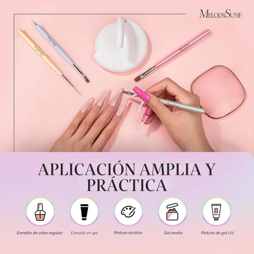 Miniatura 6 de MelodySusie Juego de pinceles para arte de uñas, 6 piezas de herramientas de pintura con pincel de gel de extensión, cepillo de pulido, cepillo
