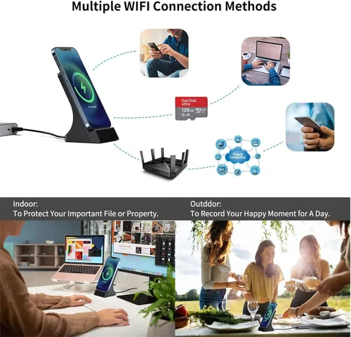 Miniatura 6 de Cámaras espía con cargador inalámbrico, 1080P HD Mini cargador de teléfono para niñera, cámara de vigilancia para oficina en casa