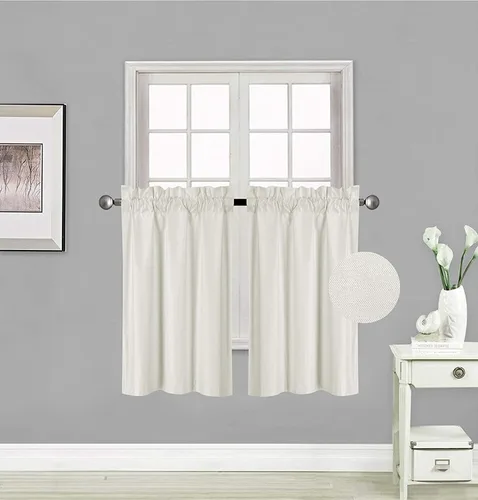 Miniatura 16 de 2 paneles de cortinas opacas con aislamiento térmico y forro blanco en la parte trasera para ventana de bloqueo de luz para cualquier ventana