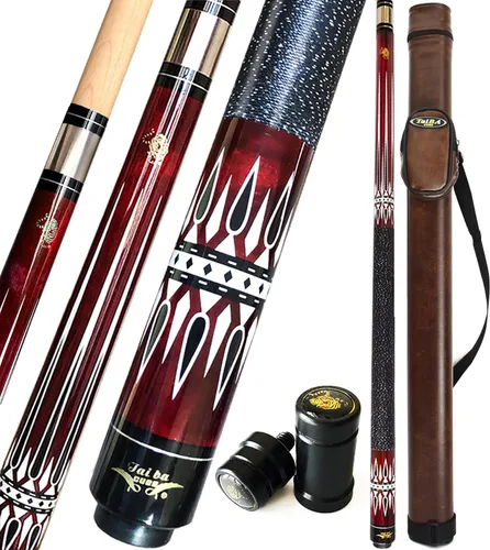 Tai ba cues Palo de billar, punta de cuero multicapa de 13 mm, 58 pulgadas, envoltura de lino, palo de billar profesional de madera dura de arce