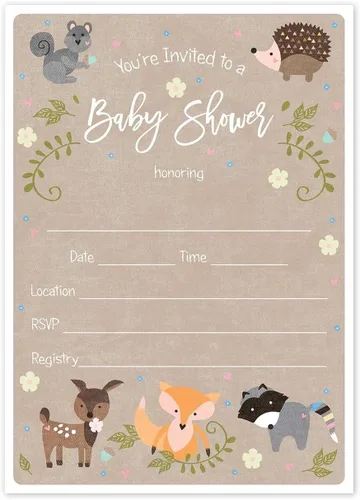 Miniatura 18 de Canopy Street Adventure Awaits - Invitaciones para baby shower / 25 invitaciones de baby shower con temática de montaña en blanco de género neutro