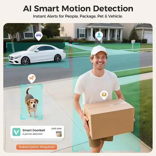 Miniatura 3 de DB4 2K Timbre de Video con Batería, Cámara de Timbre Inalámbrica Inteligente con Timbre, Vista en Vivo con Comunicación Bidireccional, Detección AI