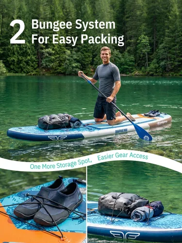 Miniatura 8 de Niphean Tabla de remo inflable (extra grande) para 2+1 personas/familia, capacidad de 500 libras, tabla de remo con accesorios de SUP, tabla de remo
