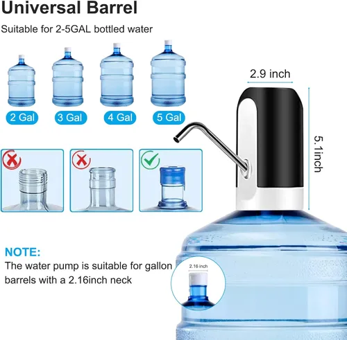 Miniatura 4 de Bomba de agua universal para botella de 5 galones, dispensador de agua eléctrico, bomba de agua automática portátil con interruptor y carga USB