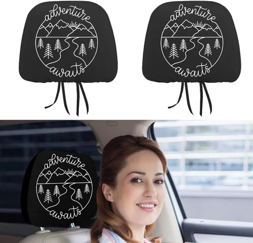 Paquete de 2 fundas para reposacabezas de Adventure Awaits, aventura, camping, montaña, excursionista, amante de la naturaleza, accesorios para