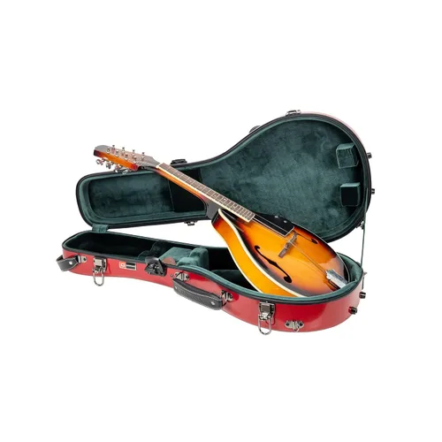 Miniatura 21 de Crossrock Estuche de mandolina de fibra de vidrio – contorneado para estilo F (se adapta a Gibson F5) Brillo plateado, terciopelo verde bosque