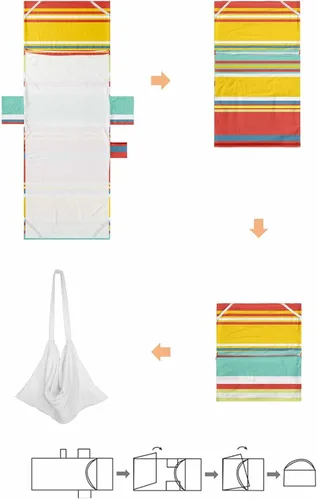 Miniatura 7 de Coloridas fundas verticales para silla de playa con bolsillos, funda de microfibra de secado rápido, fundas de silla de piscina naranja, toalla