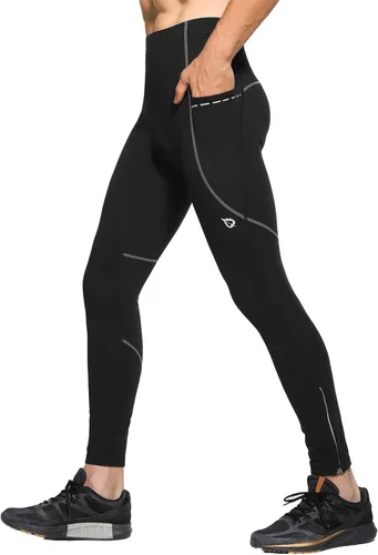 baleaf Mallas térmicas para correr de invierno para hombre, pantalones de ciclismo para clima frío, forro polar, bolsillos de compresión