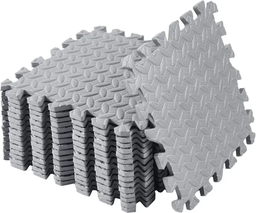 Miniatura 7 de Shihanee Alfombrillas de espuma para el suelo, tapetes de juego a granel con bordes entrelazados para gimnasio, guardería, dormitorio (64 pies, gris)