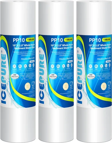 ICEPURE Filtro de Agua de Reemplazo para Sistema de Sedimentos RO de Toda la Casa de 10"X2.5" 1 Micrón para Cualquier Unidad RO de 10 pulgadas,