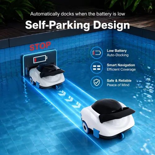 Miniatura 3 de Limpiador robótico de piscina, aspiradora de piscina inalámbrica con potente succión de 19 GPM, tiempo de funcionamiento de 2 horas y carga rápida