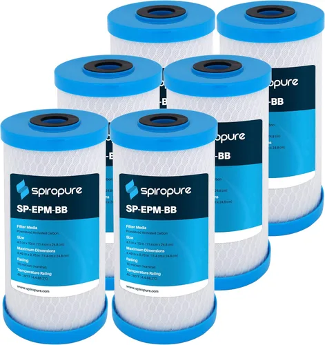 Miniatura 14 de SpiroPure SP-CBR2-10 10x2.5 0.5 Micron NSF Certificado NSF Cartucho de filtro de agua de bloque de carbono CBR2-10 155268-43 SMCB-2510 (caja de 12)