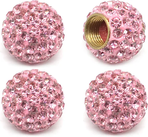 Miniatura 8 de Tapones de válvula de neumático de automóvil, paquete de 4 tapones de aire de vástago de válvula de neumático de automóvil con diamantes de Rojo