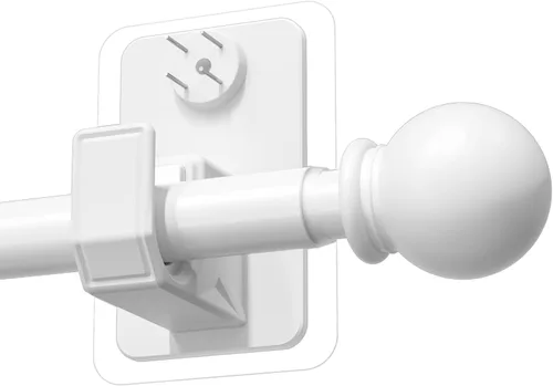 Miniatura 10 de Paquete de 2 barras de cortina sin taladrar con sistema de montaje adhesivo y clavo – Apto para inquilinos y mínimo daño de pared, barra ajustable