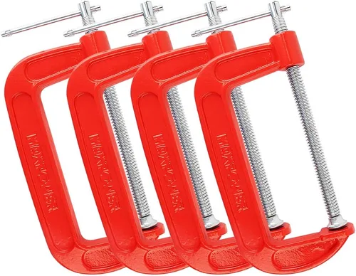 MAXPOWER Juego de abrazaderas C de 4 piezas, abrazadera C de 6 pulgadas, apertura de mandíbula de hasta 6 pulgadas, profundidad de garganta de 2-3/4