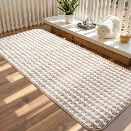 Miniatura 13 de Tapetes de baño antideslizantes delgados para debajo de la puerta, tapetes de baño de secado rápido absorbentes con respaldo de goma trenzado
