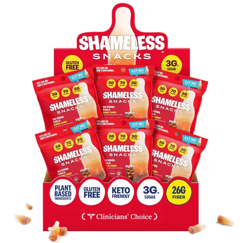 Miniatura 15 de Shameless Snacks - Aperitivos saludables bajos en calorías, gomitas keto bajas en carbohidratos (caramelo sin gluten) - Paquete de 6 Wunderlicious