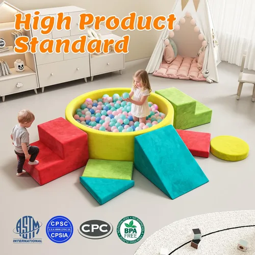 Miniatura 3 de Juego de bloques de escalada de espuma suave, juguetes de escalada para niños pequeños con pozo de bolas para jugar en interiores, escalador modular
