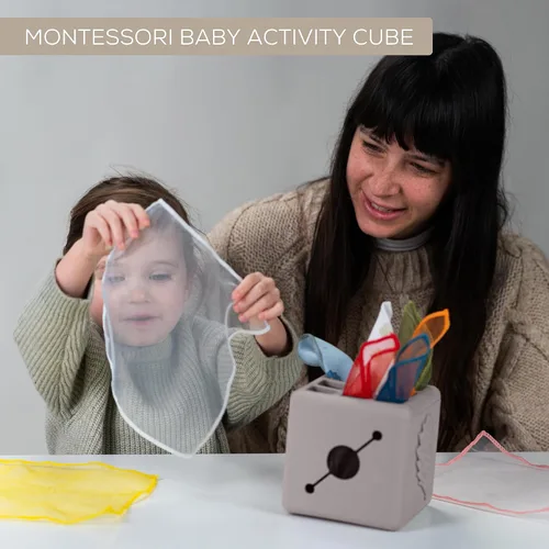Miniatura 9 de Taf Toys Caja de pañuelos para bebé con conejito emergente - Actividad sensorial Montessori con 10 pañuelos de tela para el desarrollo motor fino