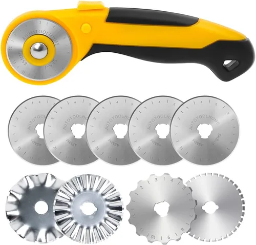 Miniatura 8 de Cortador giratorio de 45 mm Cortador automático de tela con cuchillas de cambio rápido y traba de seguridad para acolchado, costura, manualidades