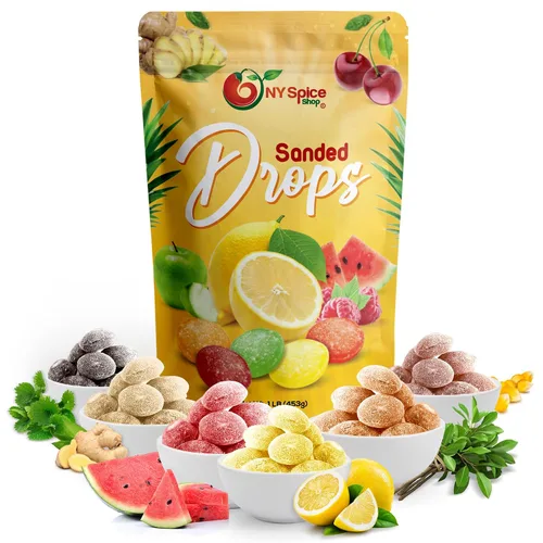 Miniatura 28 de NY SPICE SHOP Mix Fruits - Gotas de caramelo lijadas, 1 libra de gotas lijadas antiguas, dulces frescos y deliciosos a granel, caramelo duro lijado
