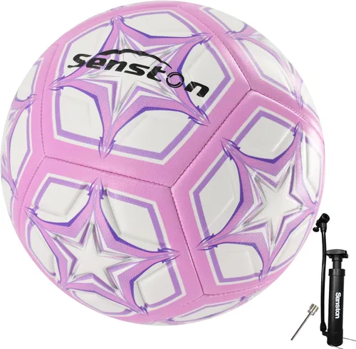 Miniatura 7 de Senston Balón de fútbol tamaño 4 y 5 con bomba de aire y agujas, fútbol de entrenamiento de PVC duradero con bobinado de nailon grueso y vejiga
