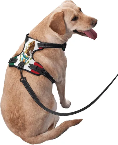Miniatura 8 de Arnés de chaleco sin tirones de la bandera de México para perros pequeños, medianos y grandes, cachorros, mascotas, gatos, caminar al aire libre