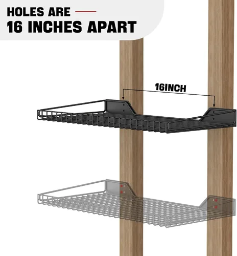 Miniatura 4 de Ultrawall Estante de almacenamiento montado en la pared para garaje, paquete de 2 estantes de metal, estantes organizadores de pared de alta