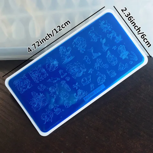Miniatura 5 de Juego de placas de estampado de uñas de unicornio para gatos, cachorros, 7 piezas, diseño de estrella y corazón, lindo diseño de animales, placa