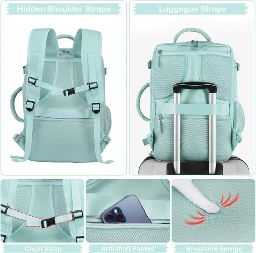 Miniatura 6 de Hanples - Mochila de viaje para mujeres y hombres, mochila grande de mano, artículo personal, mochila para laptop aprobada por TSA para vuelos