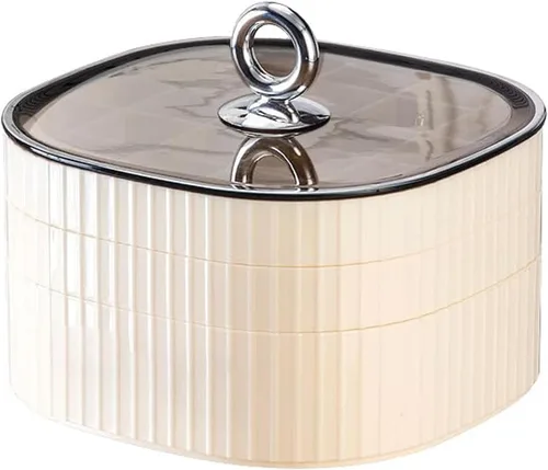Joyero, organizador de joyas de acrílico de 3 capas con asa, cajas de joyería transparentes para mujeres y niñas, organizador de maquillaje, soporte