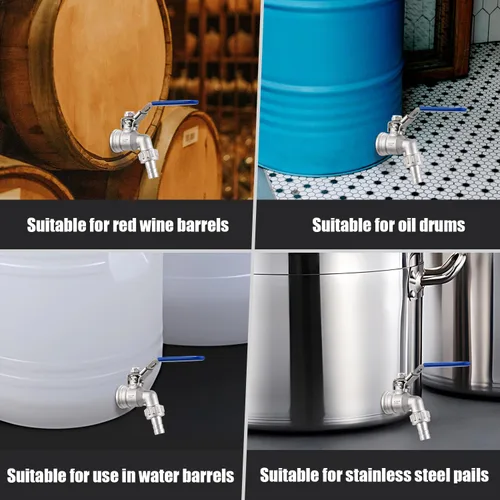 Miniatura 6 de 1/2" NPT Válvula de bola de acero inoxidable mamparo sin soldadura conveniente para construir la tetera casera del brebaje/el tún del puré