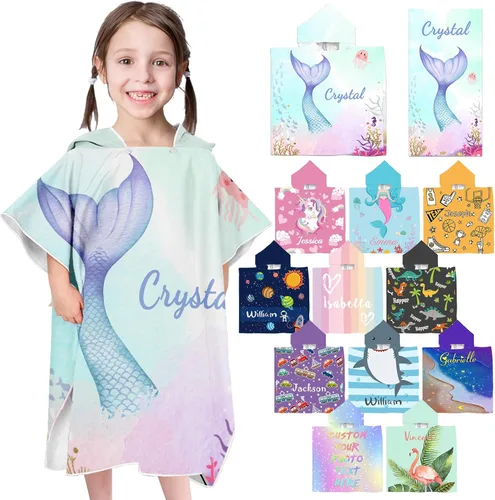 Miniatura 35 de Toallas de playa personalizadas para niños, toallas de playa personalizadas con nombres, regalos personalizados para niños pequeños, niñas