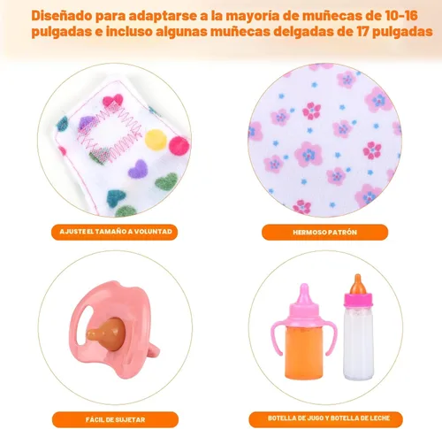Miniatura 2 de CARANOVO Juego de accesorios para muñecas de bebé, 7 piezas, juego de alimentación y cuidado con botellas mágicas que desaparecen, chupete, pañales
