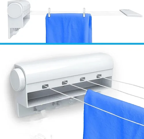 Miniatura 9 de Tendedero retráctil para exteriores para interiores y exteriores, secadora de ropa flexible de plástico, colgador de cuerda telescópica de plástico