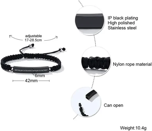 Miniatura 71 de Pulsera de urna personalizada para cenizas, recuerdos de joyería de cremación para mujeres y hombres, pulsera ajustable de cuerda tejida hecha a