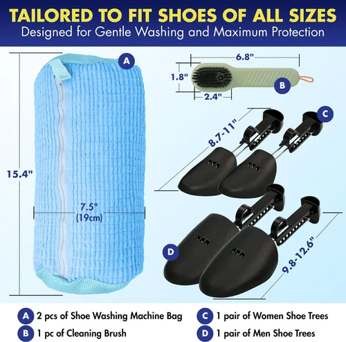 Miniatura 7 de 2 bolsas para lavadora de zapatos, limpieza profunda de 360°, bolsa de lavandería reutilizable para lavadora y secadora, bolsa limpiadora de zapatos