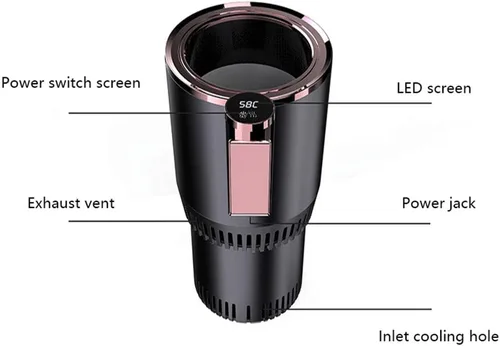 Miniatura 2 de Calentador inteligente de tazas 2 en 1 para auto, soporte para taza de refrigeración y calefacción de automóvil con pantalla LED de temperatura