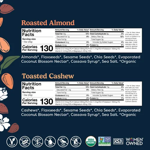Miniatura 2 de Tosi Combo de barras de proteína de almendra y anacardo, a base de plantas con nueces, aperitivos crujientes sin gluten, veganas, orgánicas