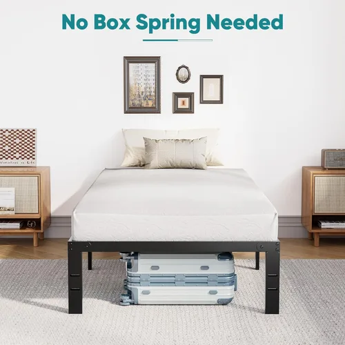 Miniatura 5 de OLIXIS 14in Metal Twin Bed Frame High with Storage Space, Sturdy Steel Slat Support with 800LBS Heavy Duty, No Box Spring Needed, Easy Assembly