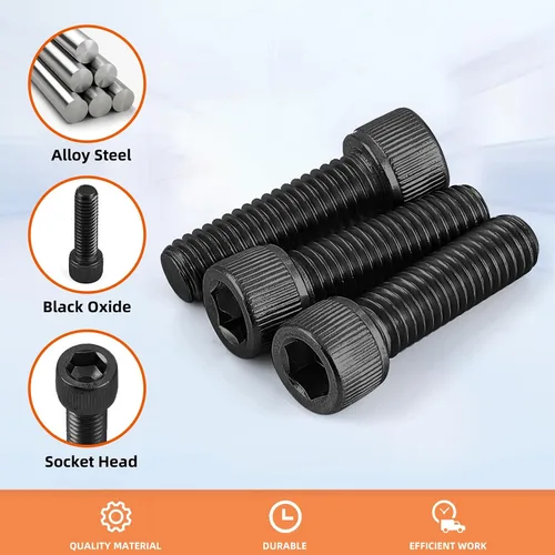 Miniatura 4 de Tornillos de cabeza hueca M6 x 0.787 in (0.315 in a 3.937 in disponibles), acero aleado grado 12.9 óxido negro, unidad de enchufe Allen, rosca