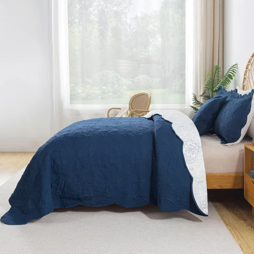 Miniatura 326 de HoneiLife - Juego de colcha de tamaño Queen, juego de ropa de cama de pana bordada de 3 piezas, colcha de lujo, ligera, cálida, para todas las Pana