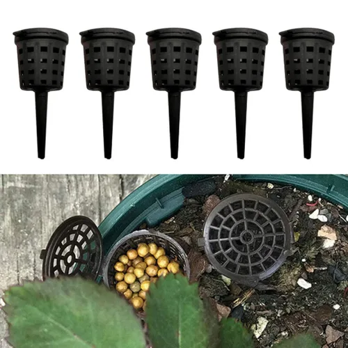 Miniatura 2 de Happyyami 50 cestas de fertilizante para bonsái, caja de fertilizante de plástico, cesta de fertilizante con cubierta para plantas de cultivo