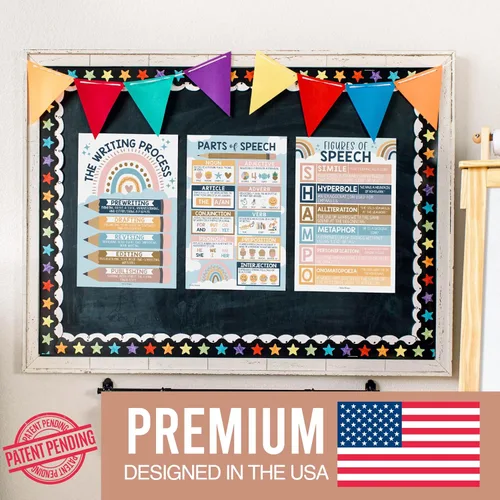 Miniatura 3 de Hadley Designs Partes del discurso posters para el aula -4 carteles de gramática en inglés, proceso de escritura, sustantivos verbos adjetivos