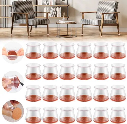 Miniatura 38 de 24 piezas de protectores de piso de silicona extra pequeños para patas de silla para pisos de madera dura, fundas engrosadas de goma para patas